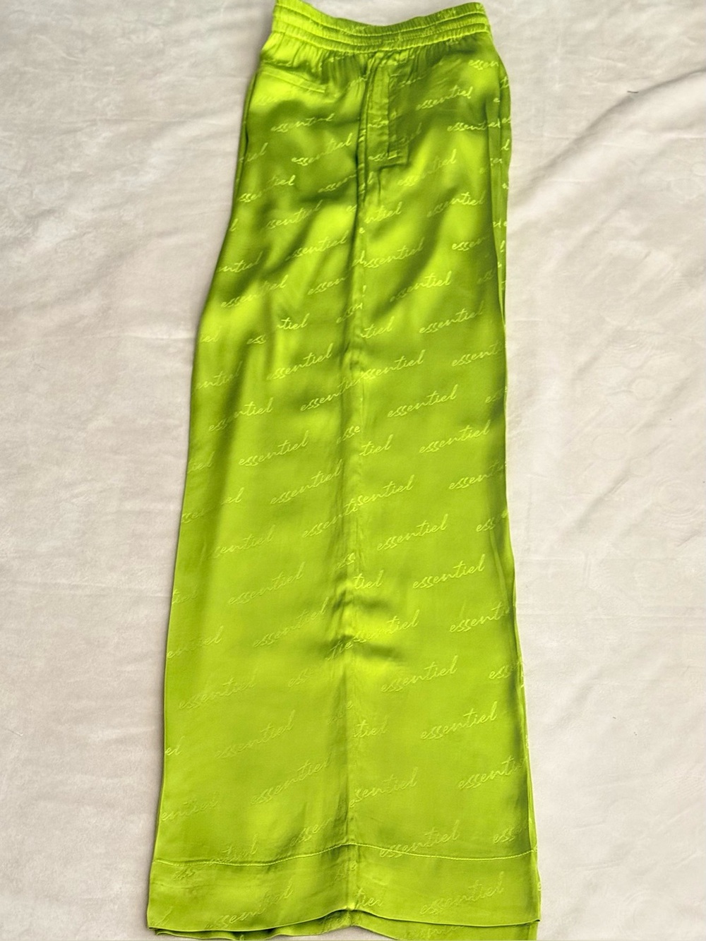 Essentiel Antwerp Ankara Satin Trousers Chartreuse Yellow‎ Green Size 40 US 8